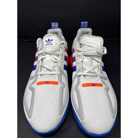Adidas ZX 2K Flux Training Shoes #FX2044 White Royal Blue Solar Red Mens Sz 9 - Picture 2 of 7